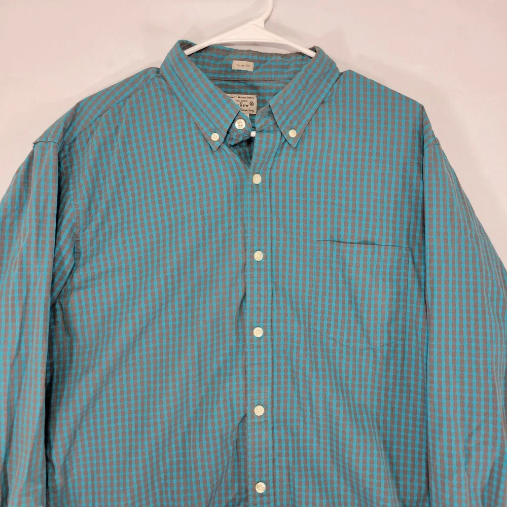 J.Crew Men's Button Down Quality Woven‎ Shirt Size XL Slim Fit Checked
